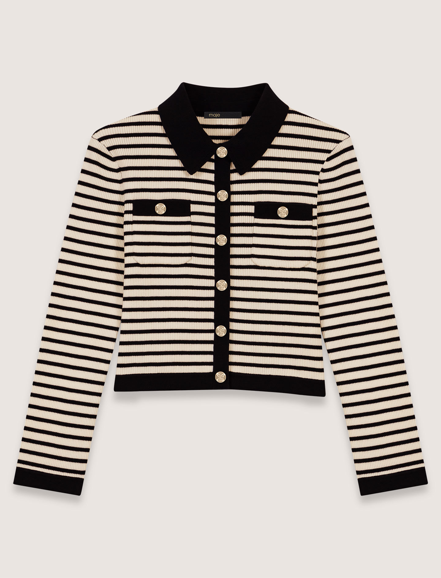 Cropped rib knit cardigan Blue For Women | Maje