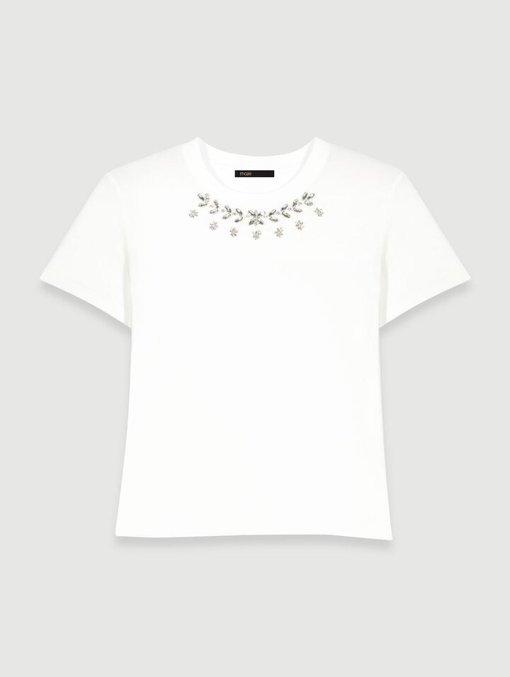 100% cotton T-shirt with rhinestones