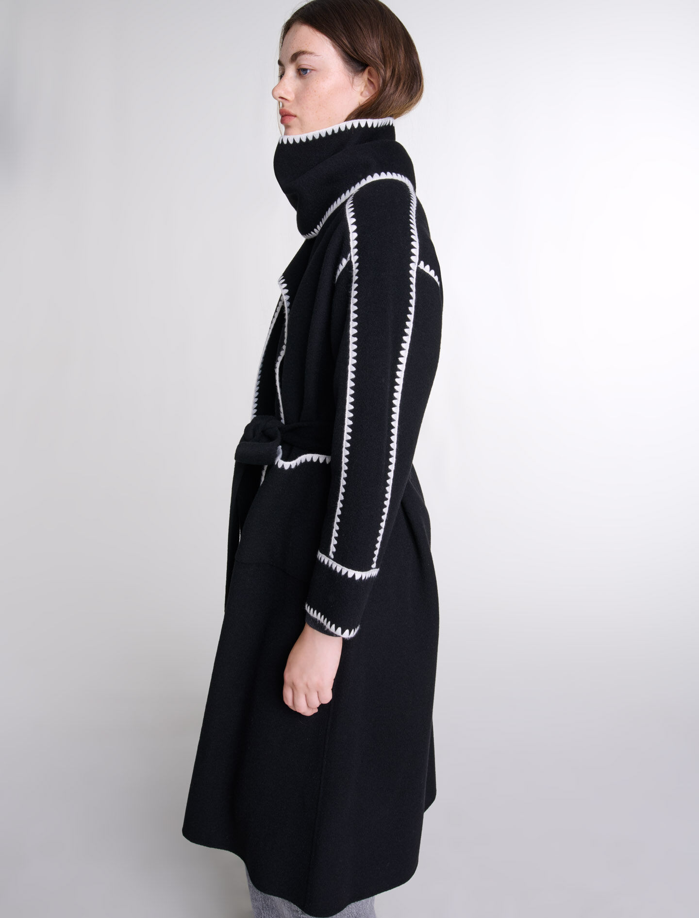 送料無料 ギフト Two-tone Maje | Women For Bicolor coat double-faced ダウンコート