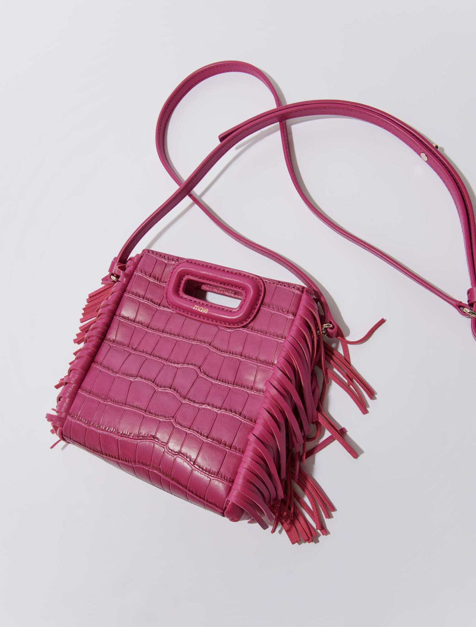 Mini embossed-leather M bag with chain