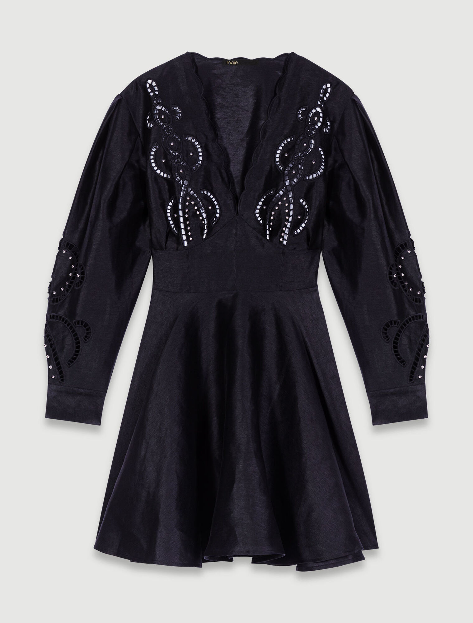 Short embroidered linen dress