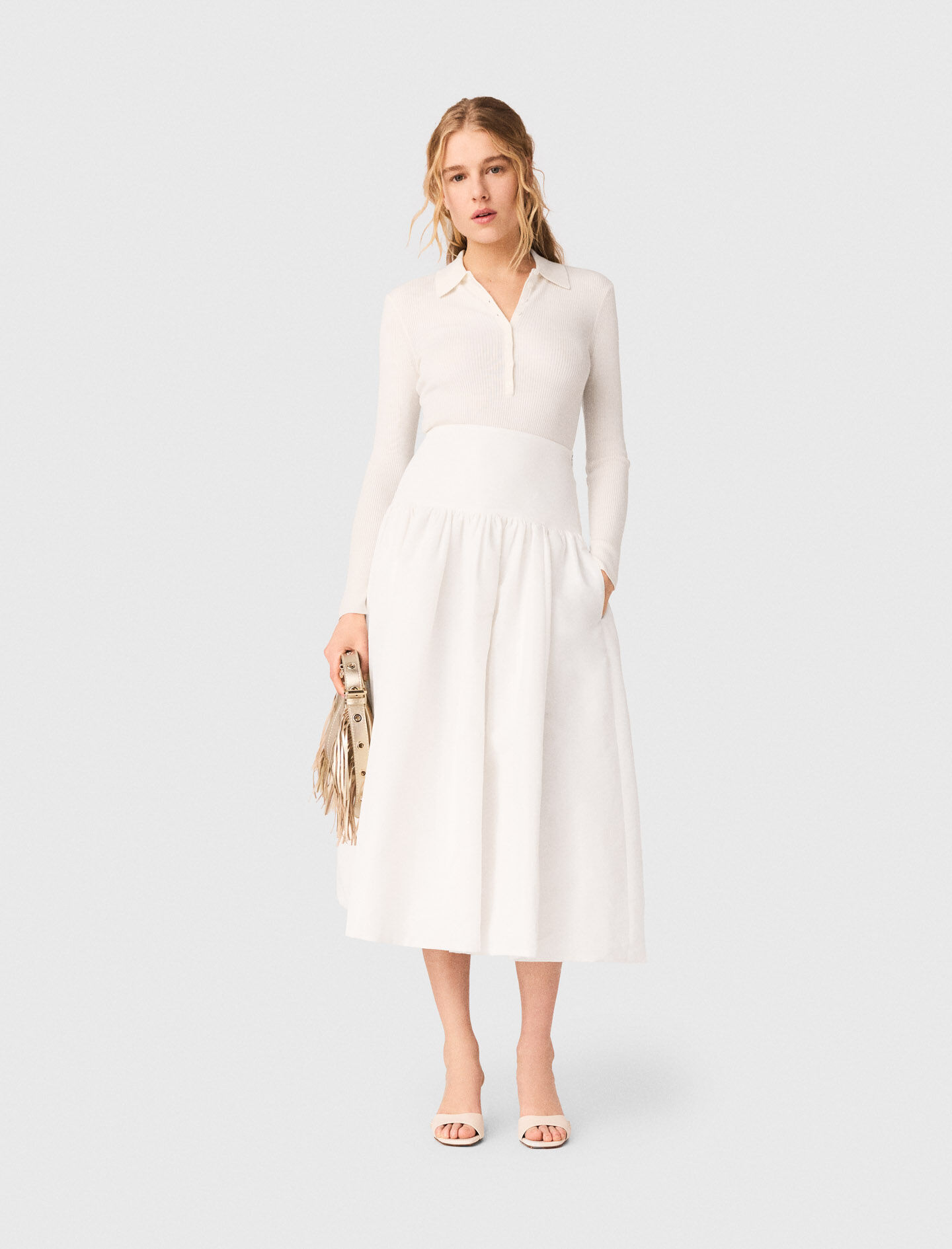 Long taffeta skirt White For Women | Maje