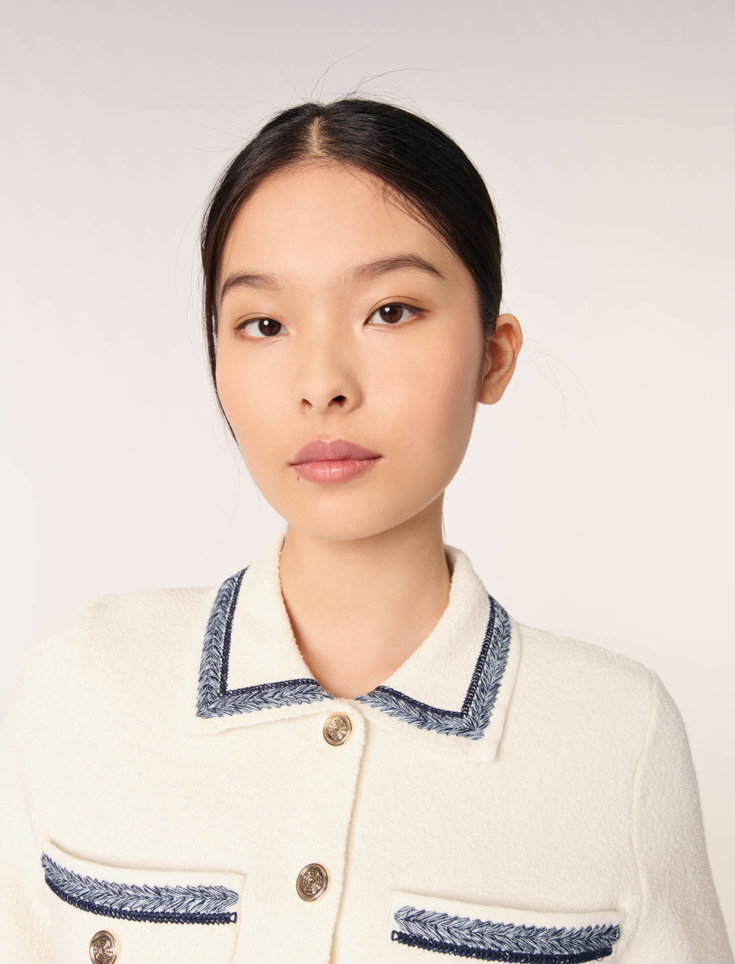 2022AW マージュ めくっ Maje contrasting-trim Detail Cardigan