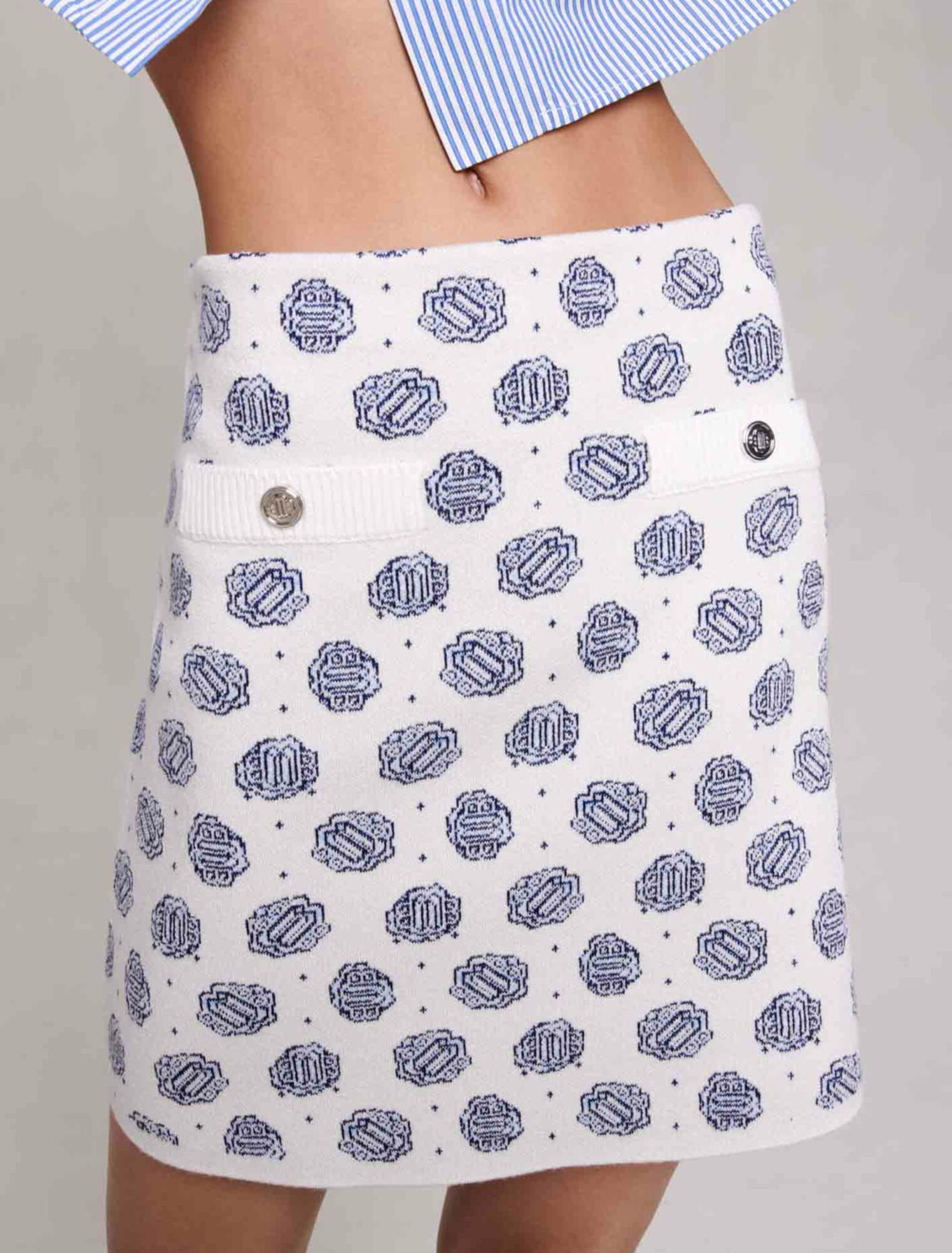 Monogrammed knit skirt