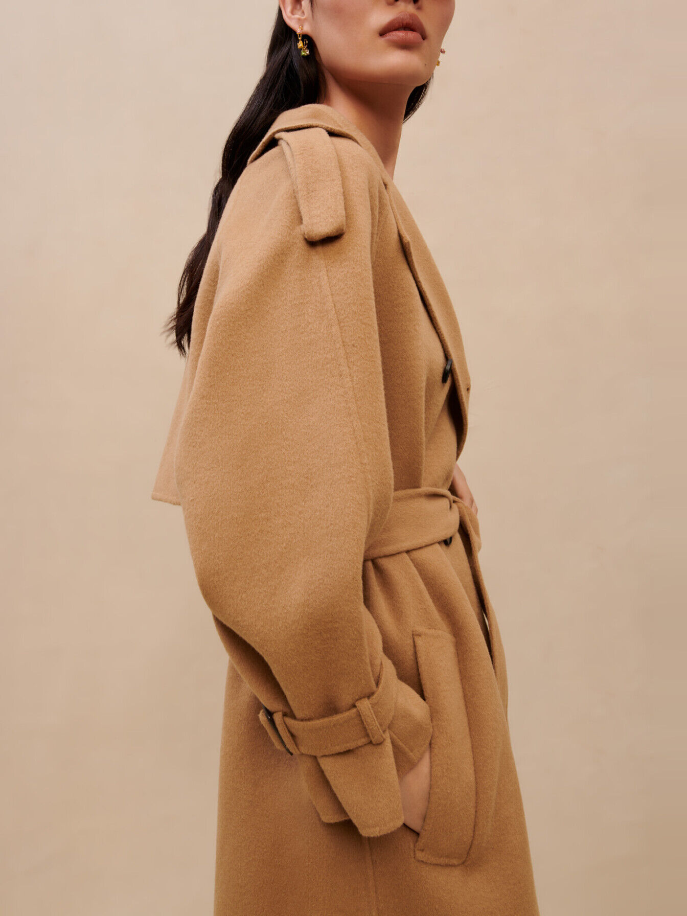 ドゥーズィエムクラス　Oversized  Coat キャメル Oversized double breasted camel trench coat in rainproof