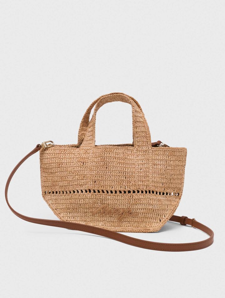Natural raffia mini shopping bag