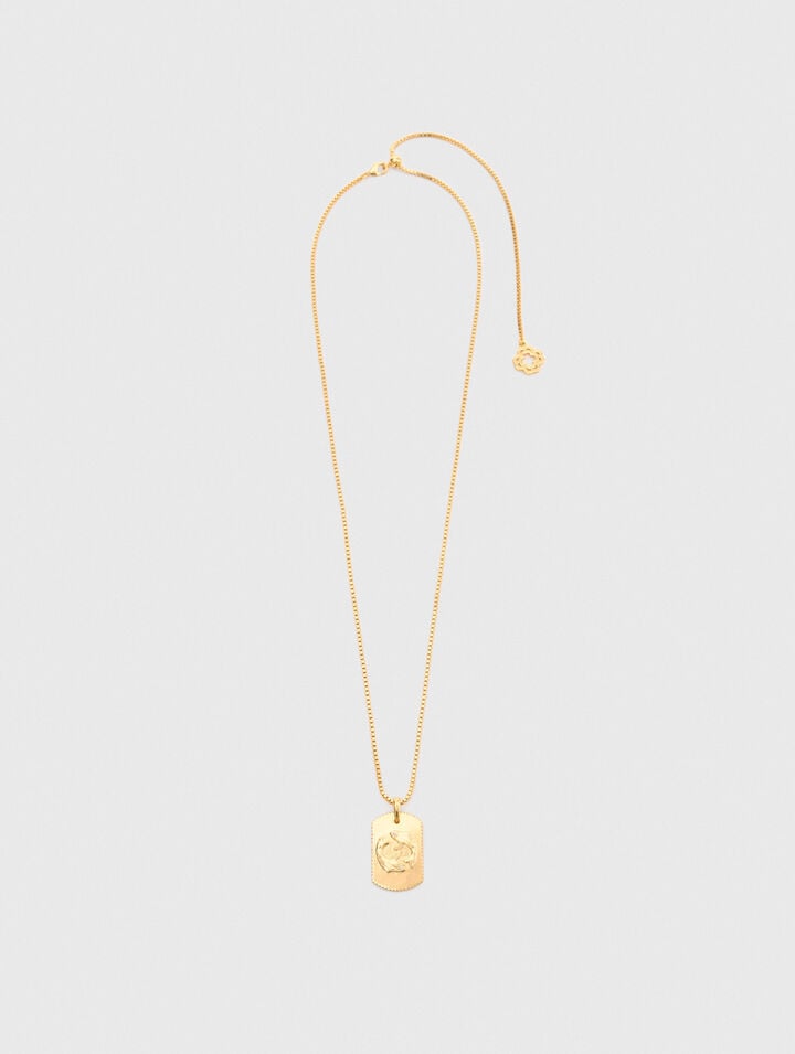 Zodiac sign plaque necklace