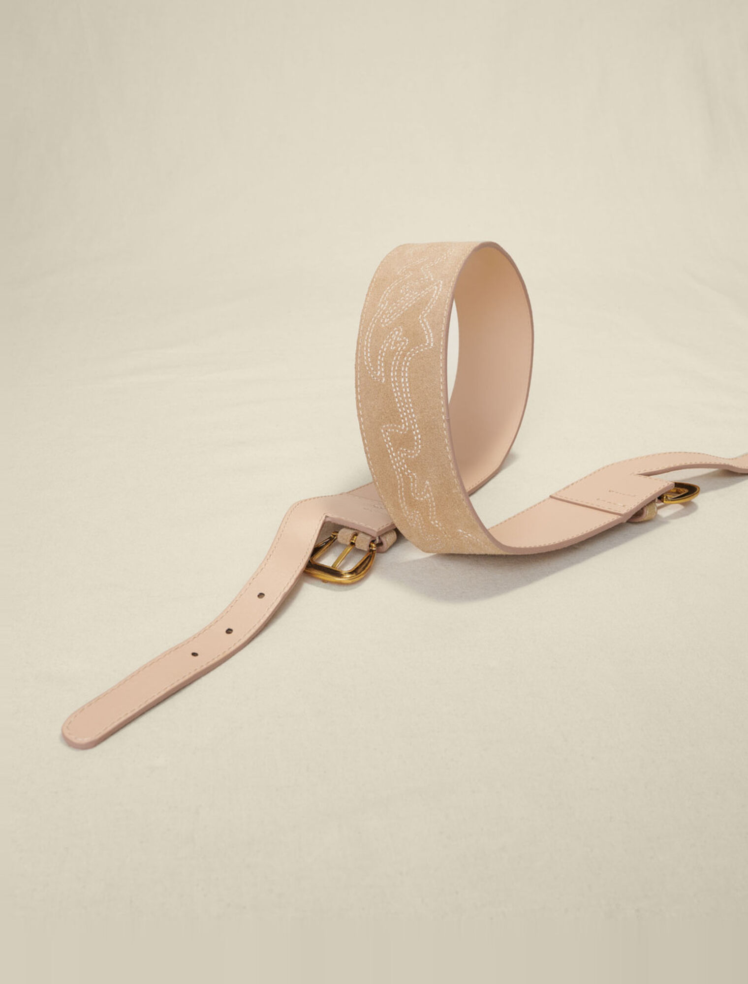 Suede belt with double buckle