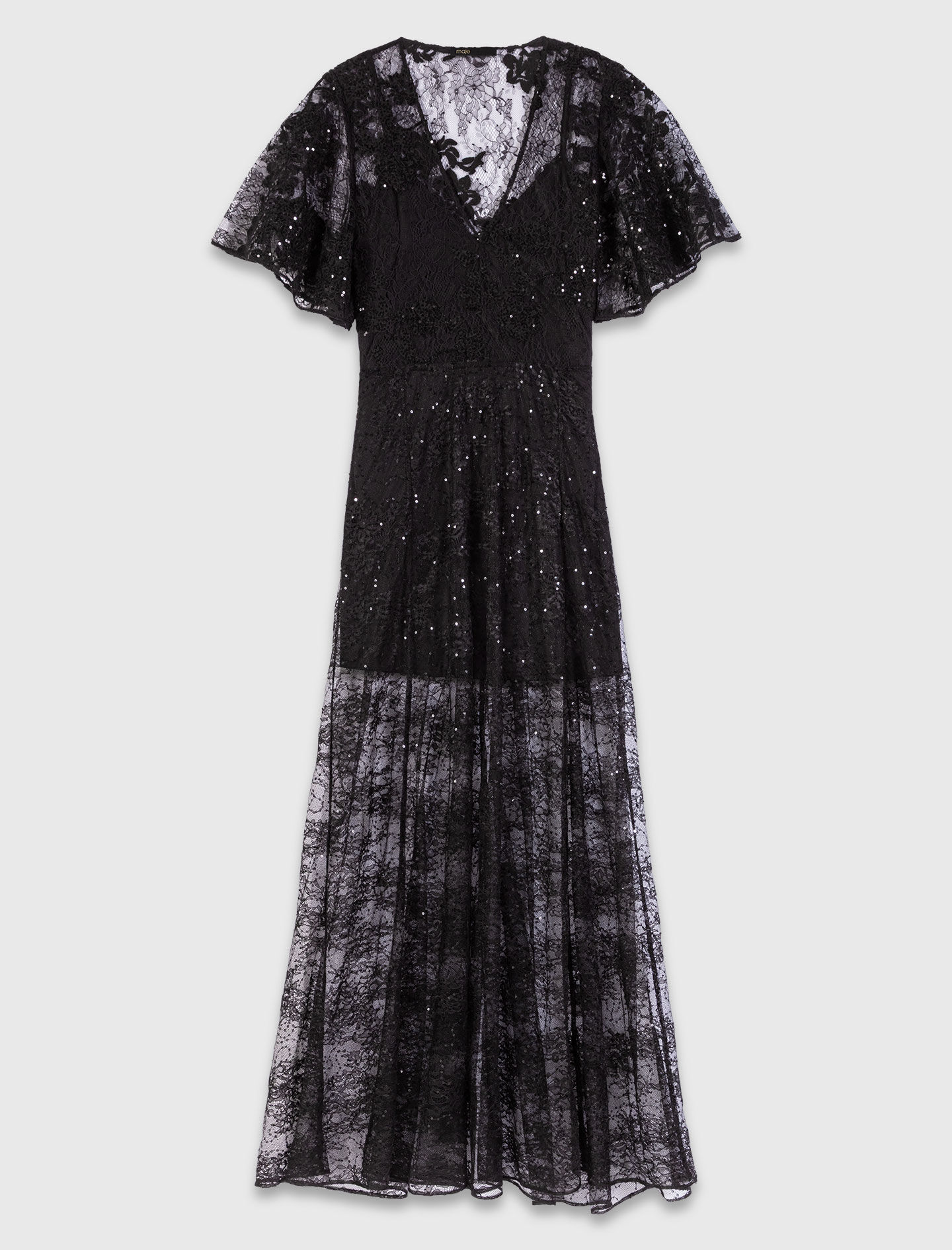 Lace maxi dress Black / Gray For Women | Maje