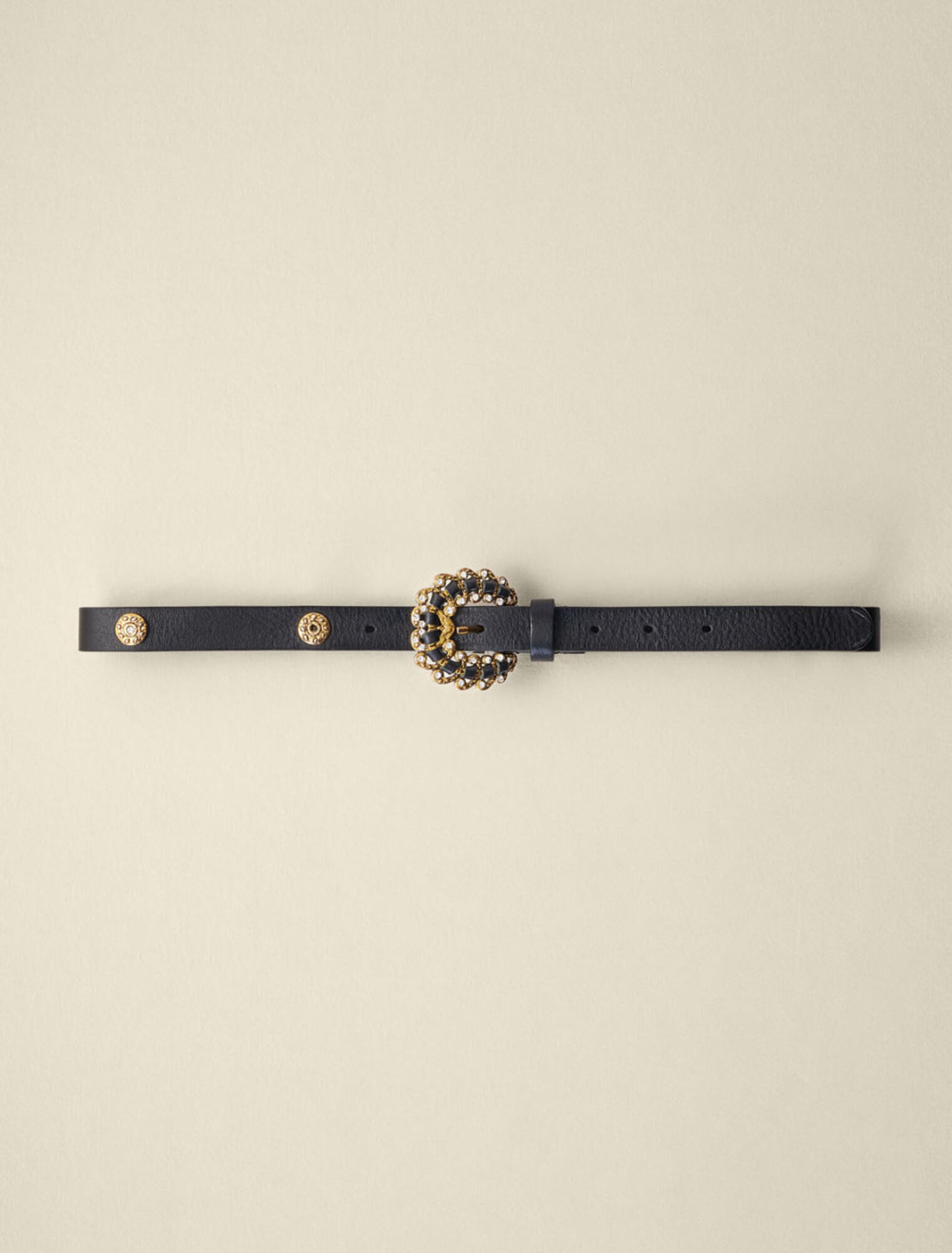 Rhinestone leather belt