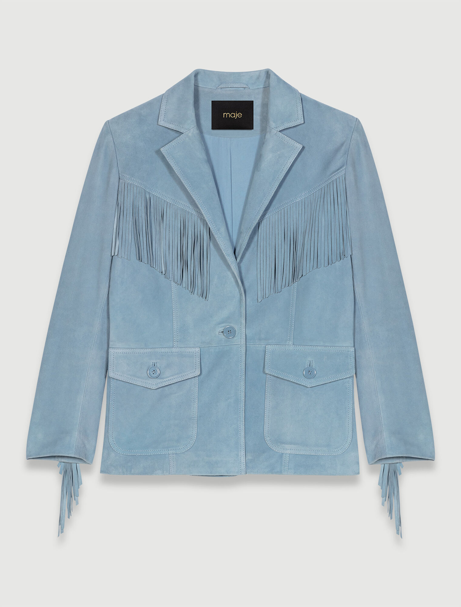 Suede leather jacket with fringing