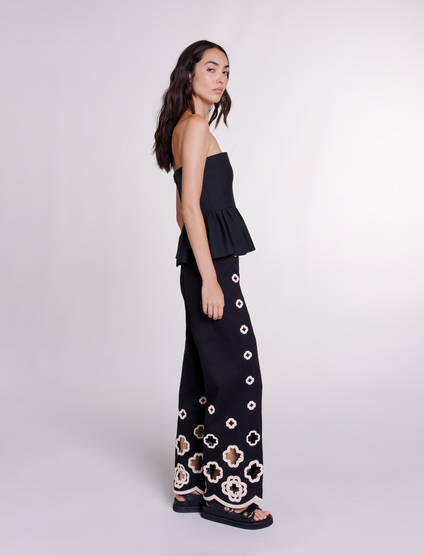Knit Sunflower Pants, High Waisted Pants, Wide Leg Trousers