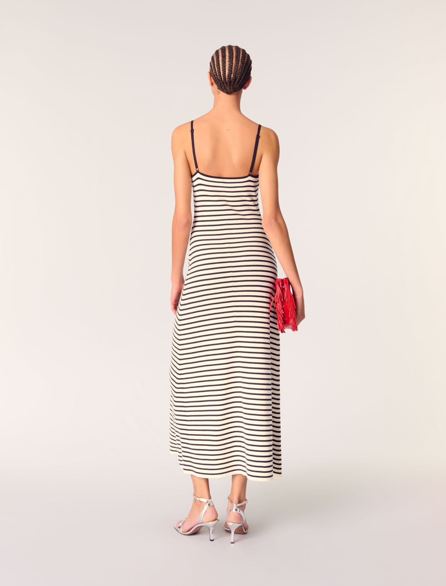 Rib knit maxi dress Blue For Women | Maje