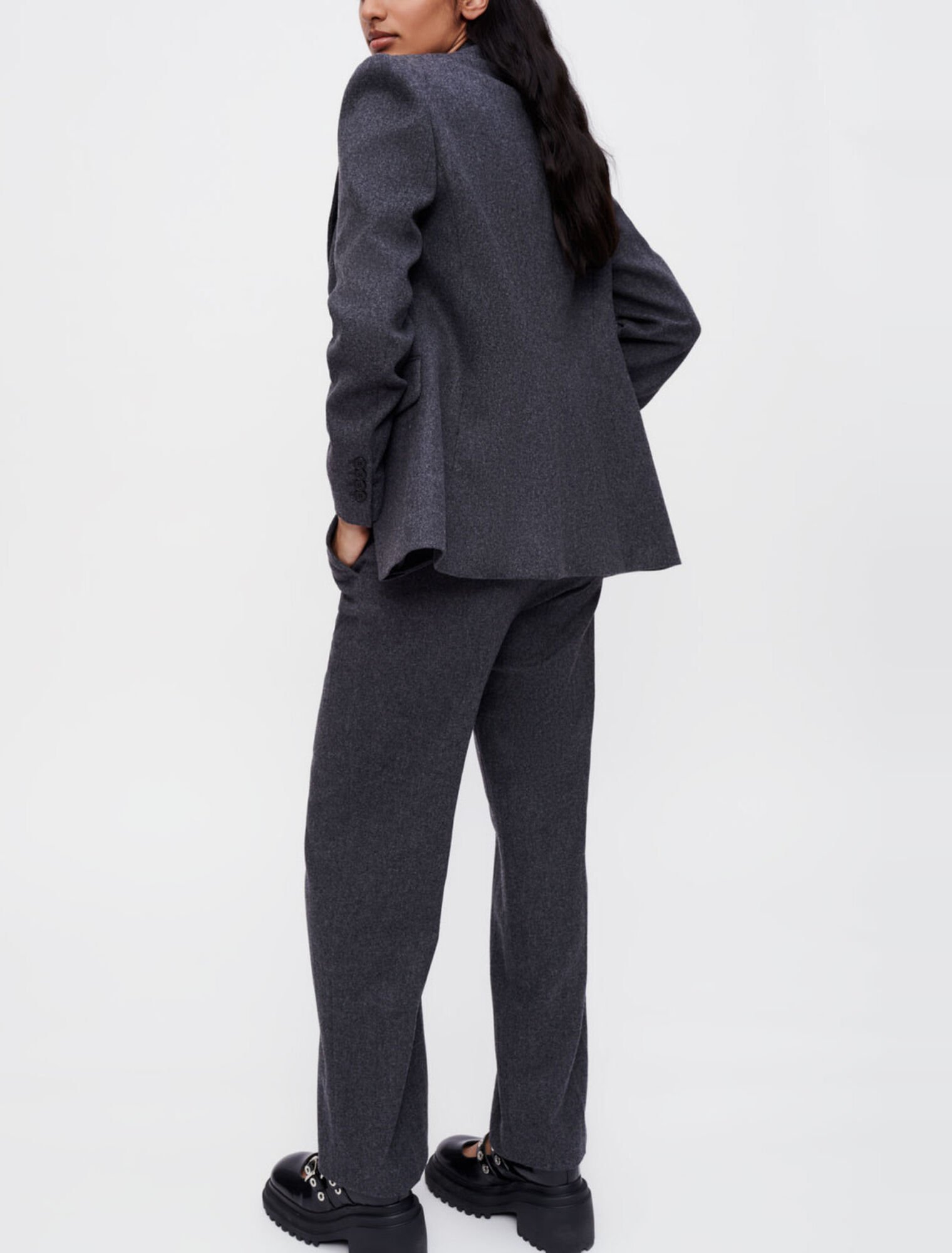Grey flannel wide-leg pants