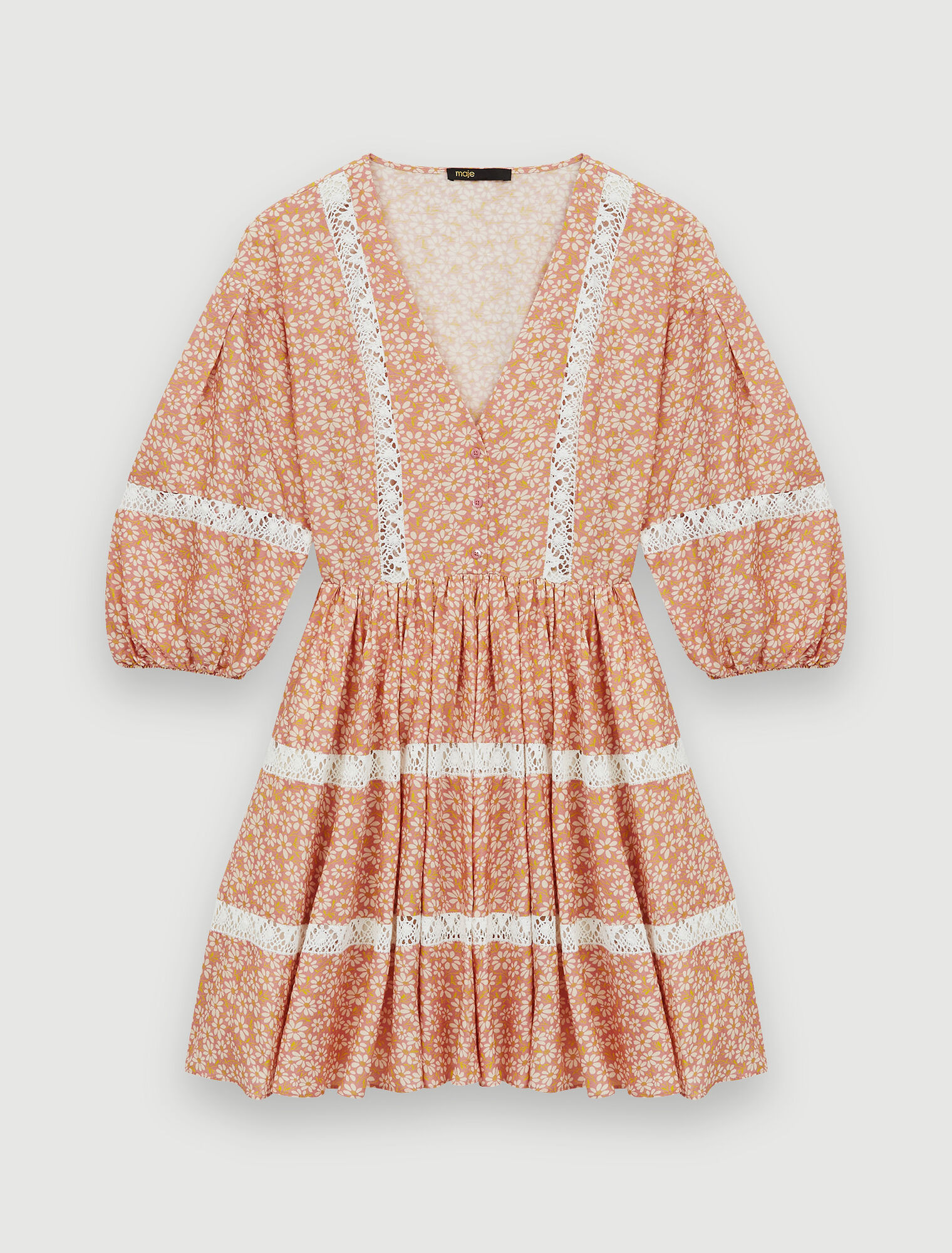 Printed lace braid dress
