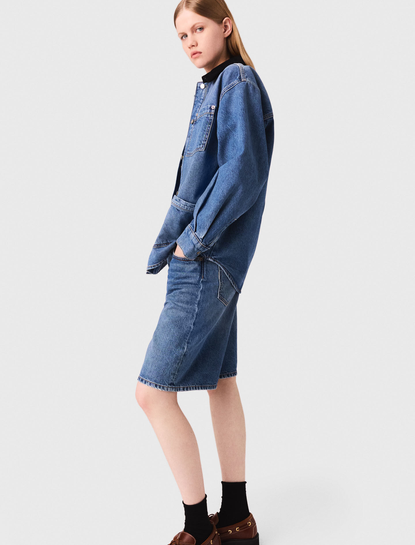 Faded denim jacket Blue For Women | Maje