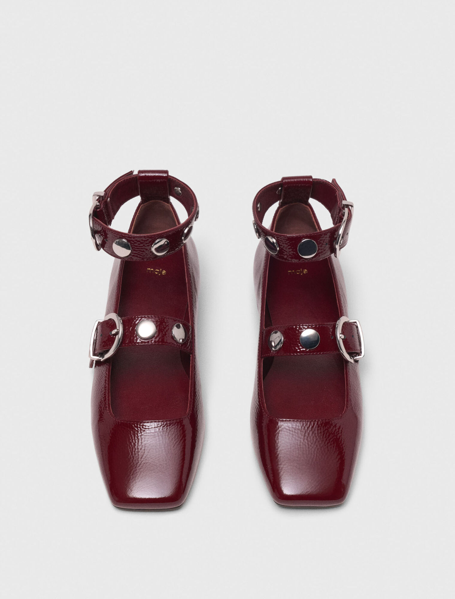 Studded leather Mary Jane flats