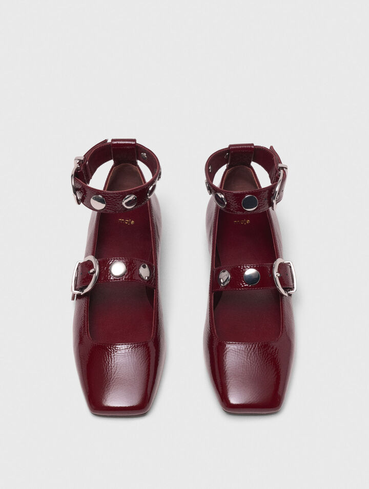 Studded leather Mary Jane flats