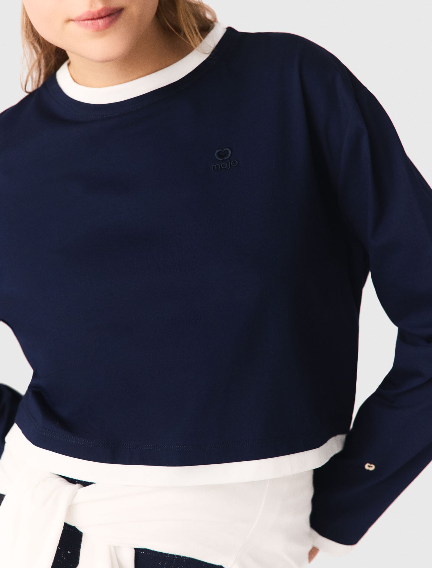 F/CE. LAYERED T-SHIRT M ネイビー Layered-effect T-shirt Blue For Women | Maje