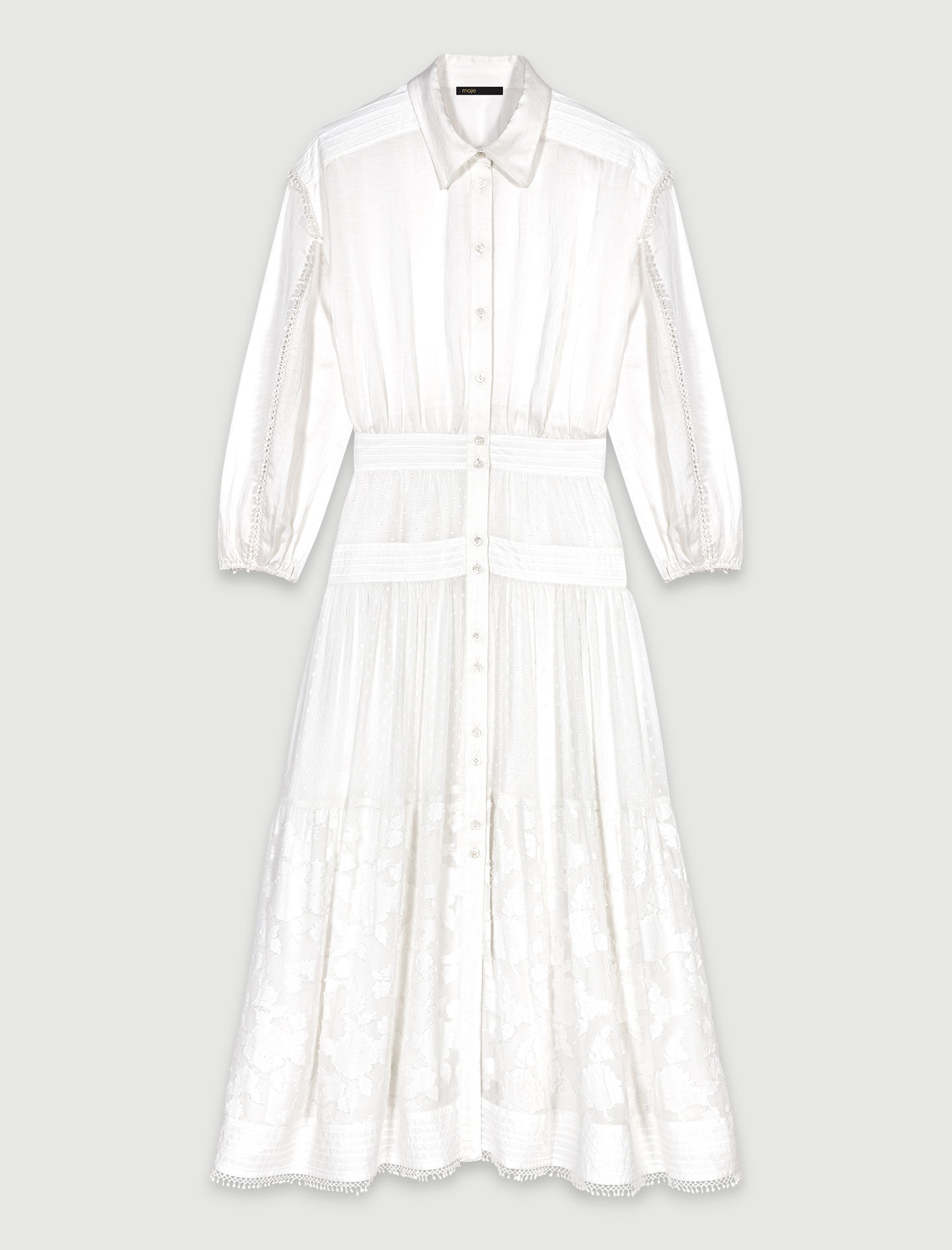 驚きの激安価格 Cotton patchwork Maje | Women For White dress maxi スーツ・フォーマル・ドレス