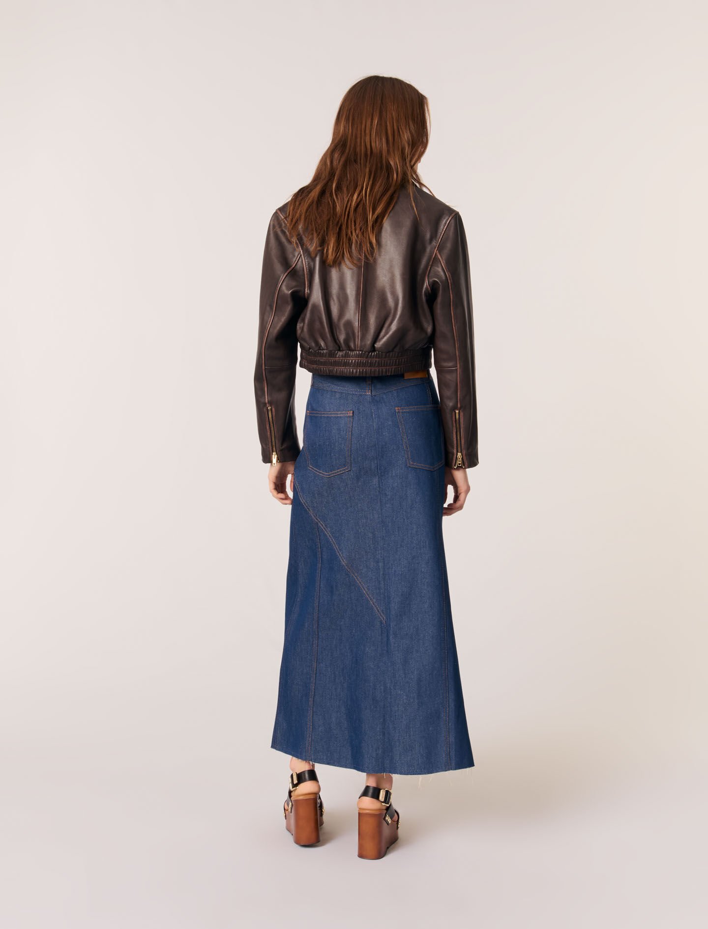 ★関税/送料込★Black up☆Log Washing Long Denim Skirt★1色 A Line Denim Maxi Skirt | Unison Label