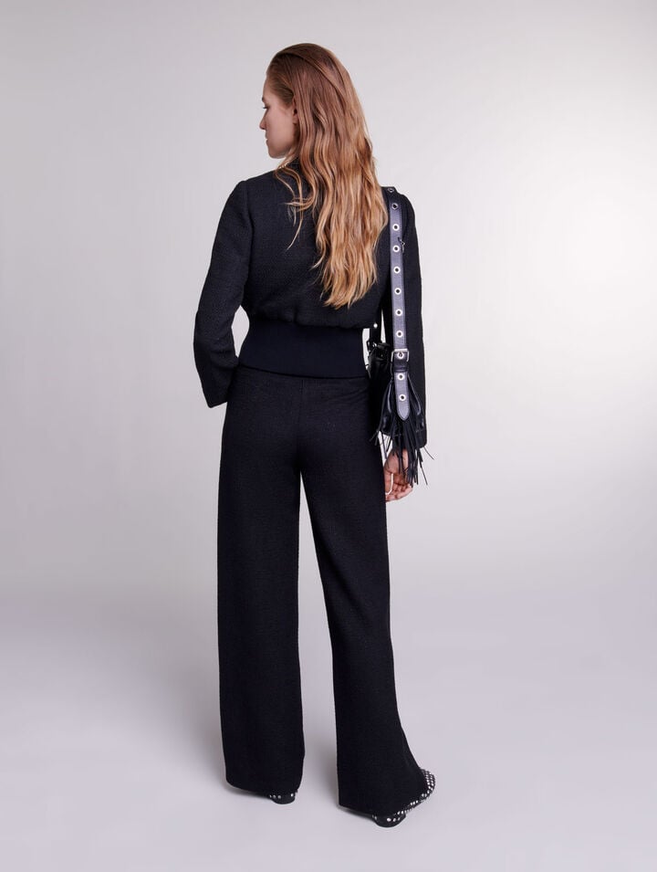 Wide-leg tweed trousers