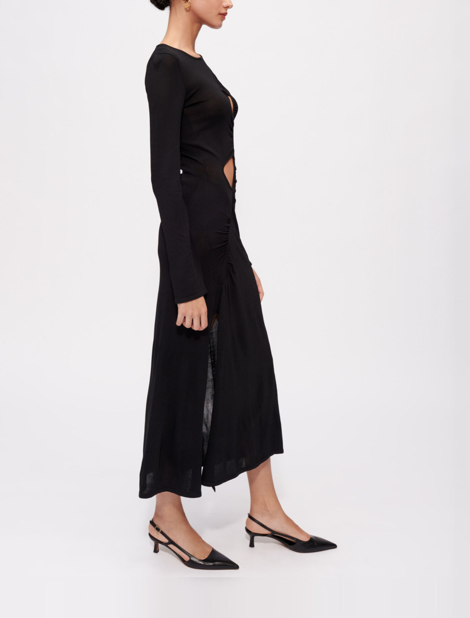 Stretch mesh dress with openings
