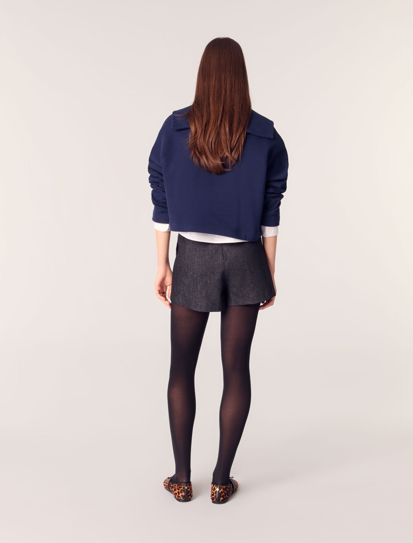 Short sweater with embroidery Blue For Women | Maje