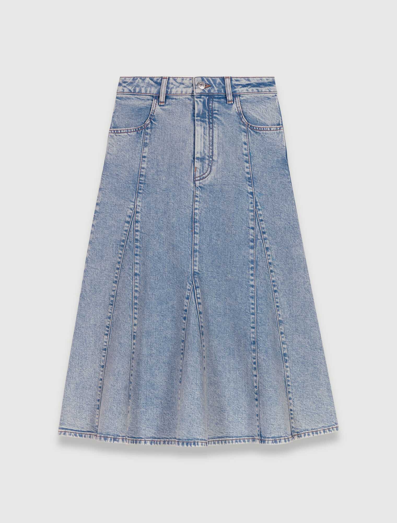 Denim midi skirt