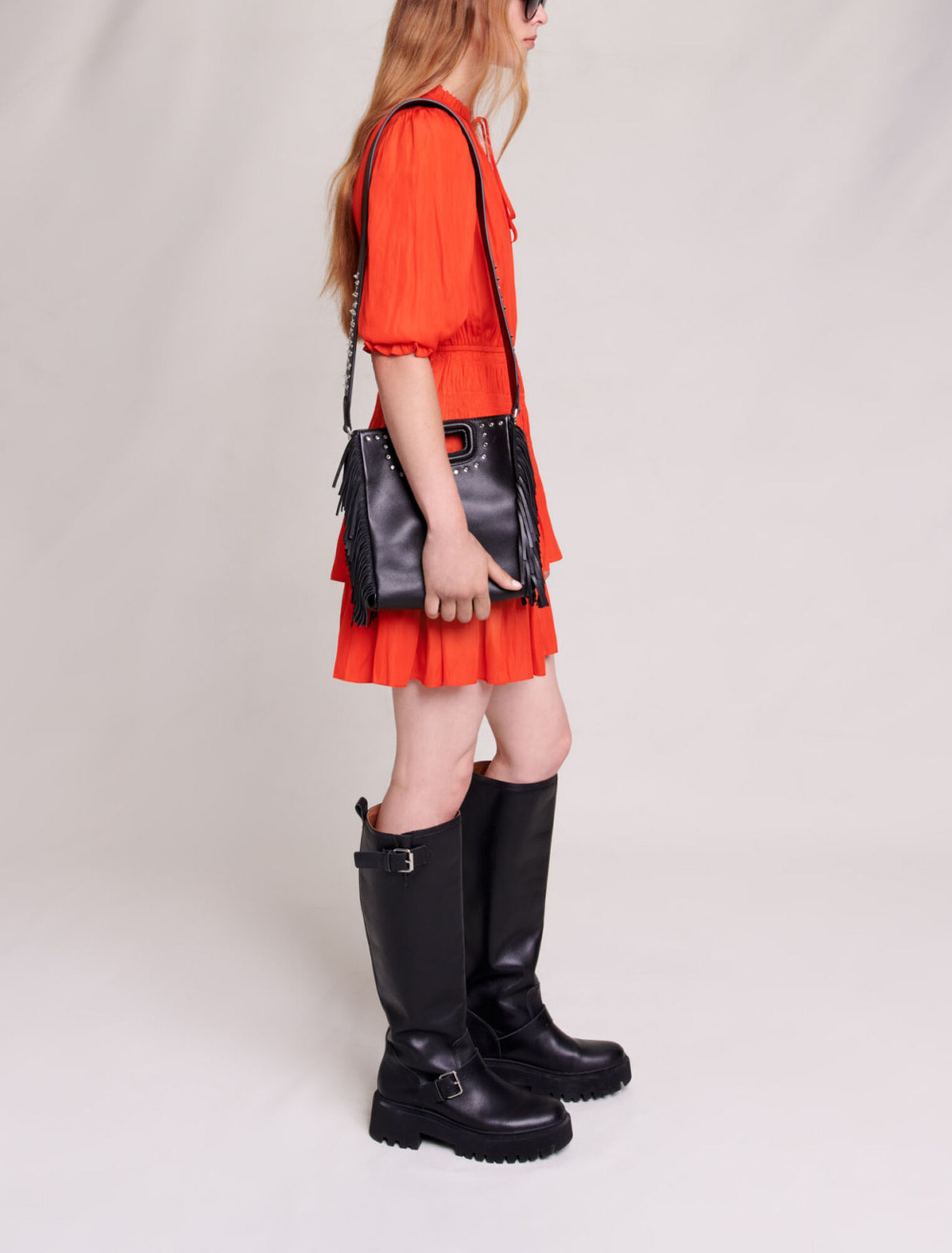 Short satin smocked dress
