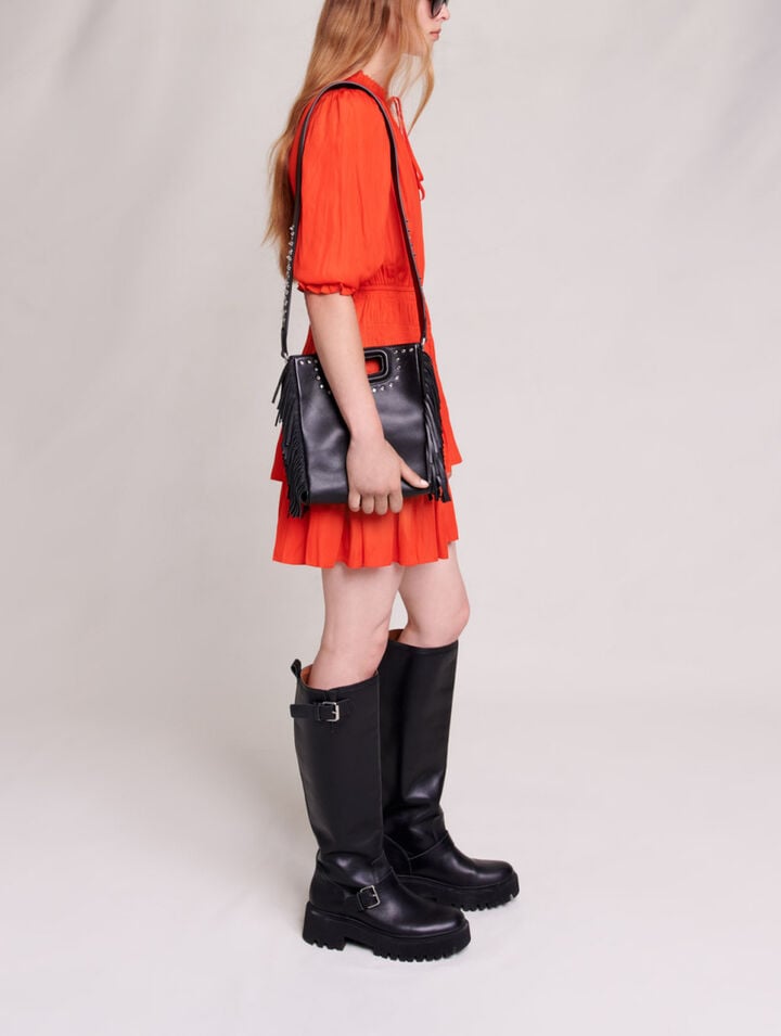 Short satin smocked dress