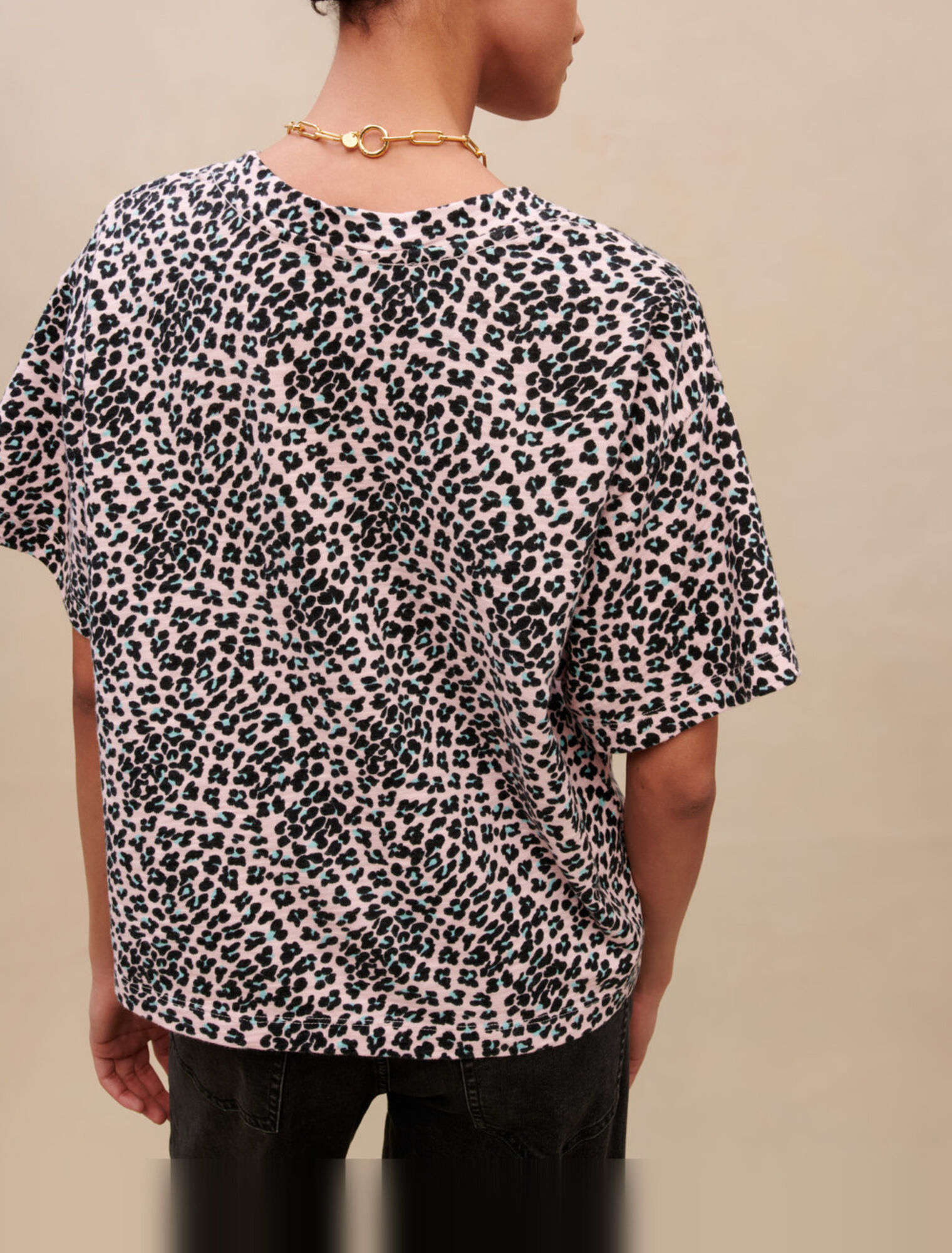 Leopard-print cotton T-shirt
