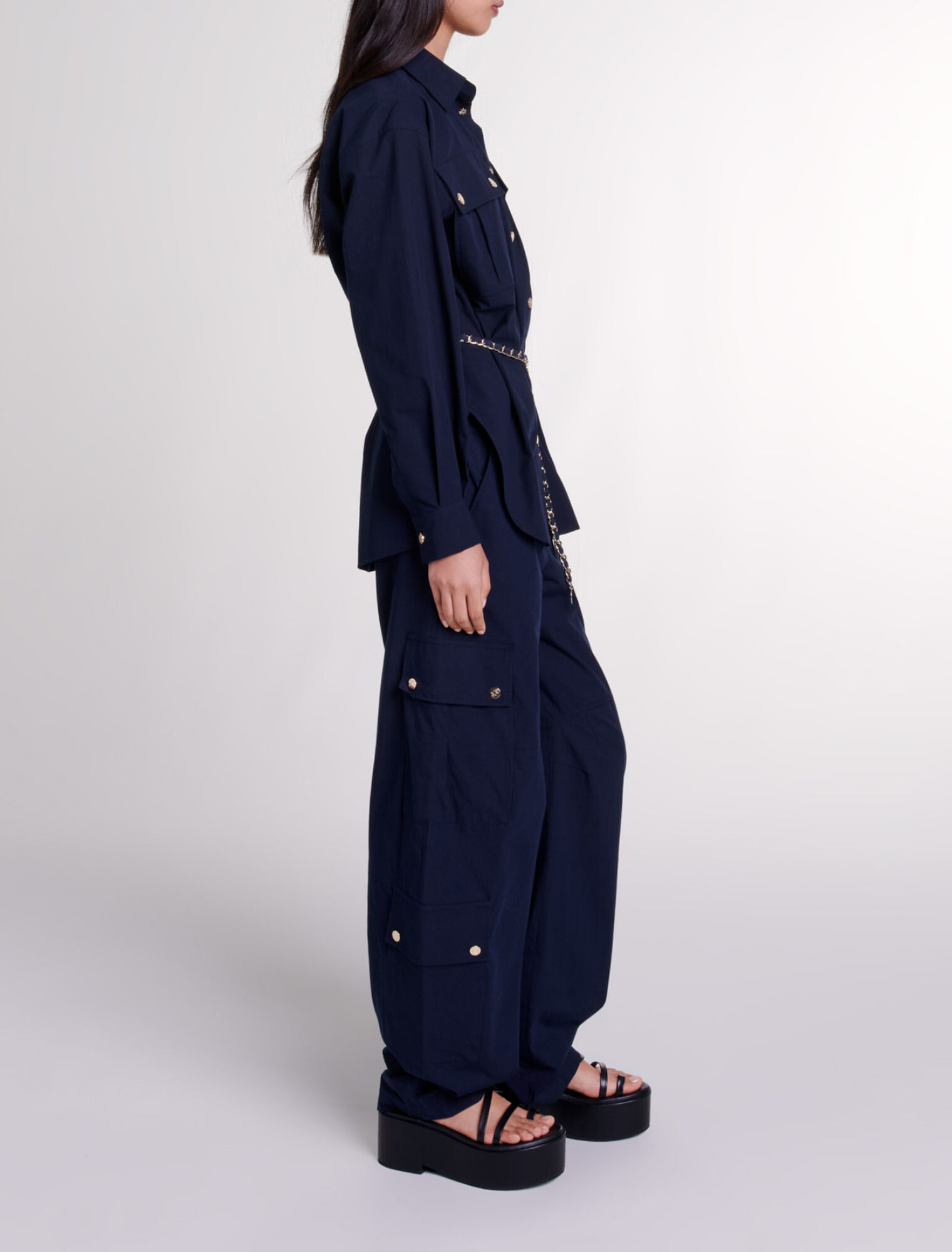 Belted long shirt 
