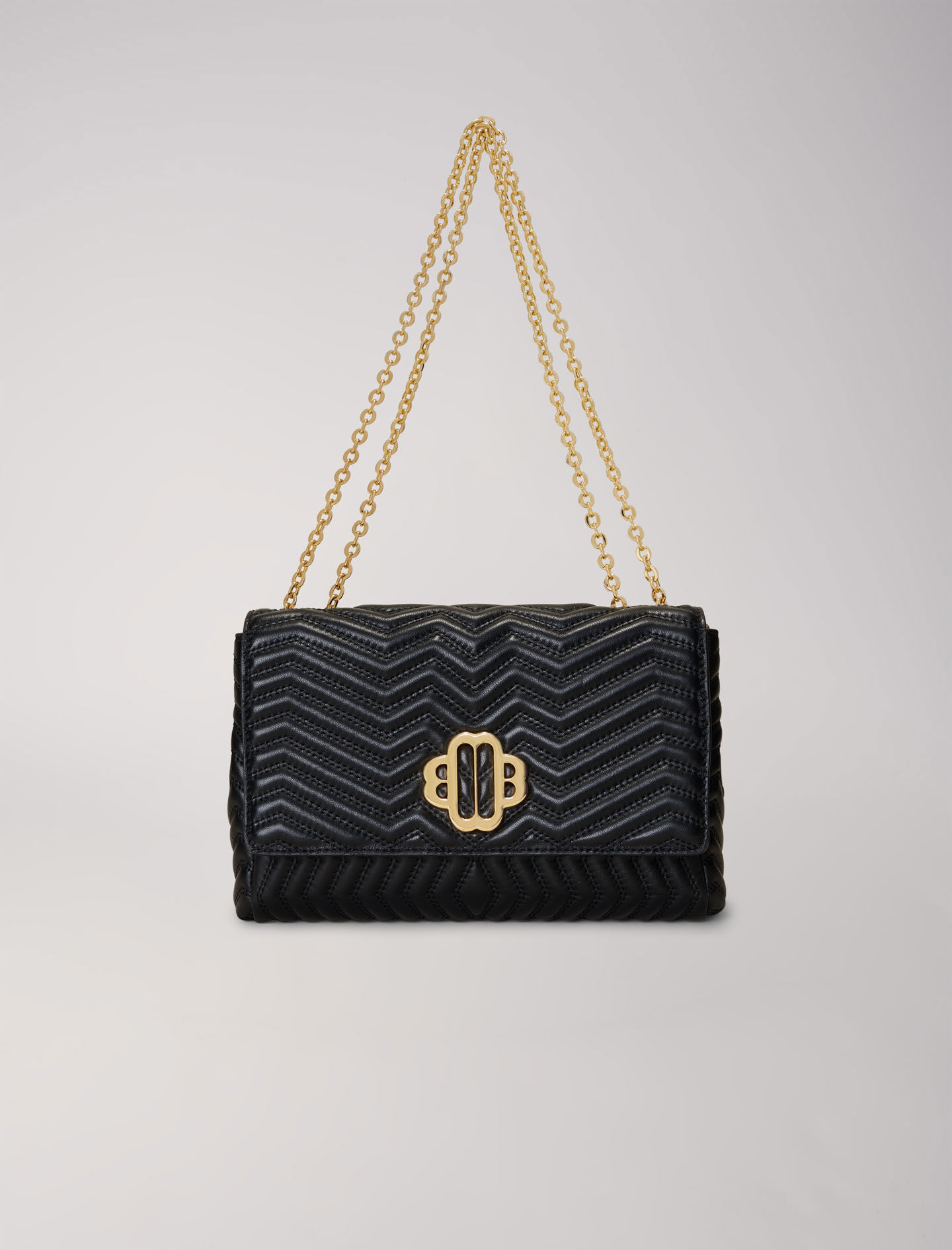 Leather bag with chain strap Black / Gray For Women | Maje Leather bag with chain strap Black / Gray For Women | Maje
