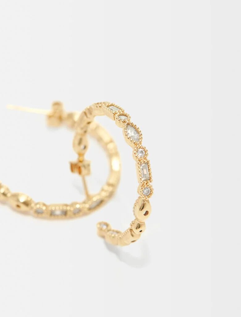 Diamanté-embellished large hoop earrings Denim - Jeans For