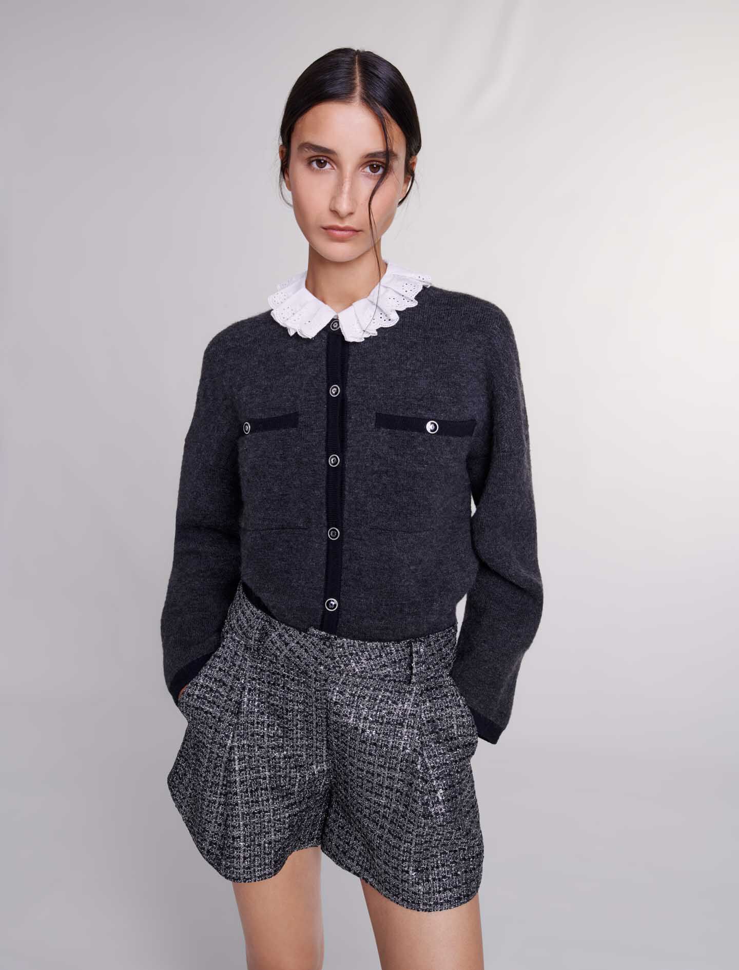 SweatyRocks Women's High Waisted Button Front Tweed Shorts