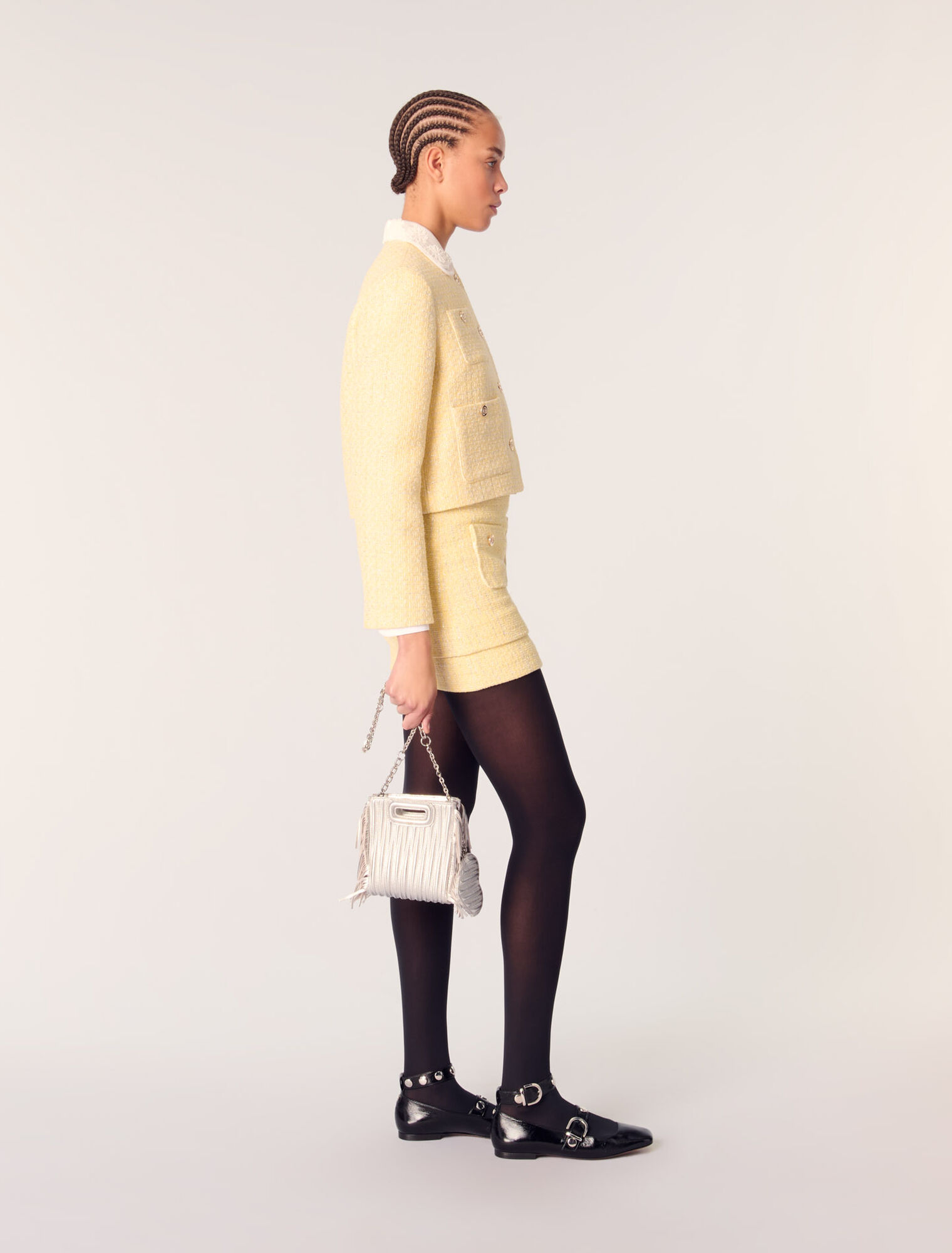 Short tweed and lurex jacket