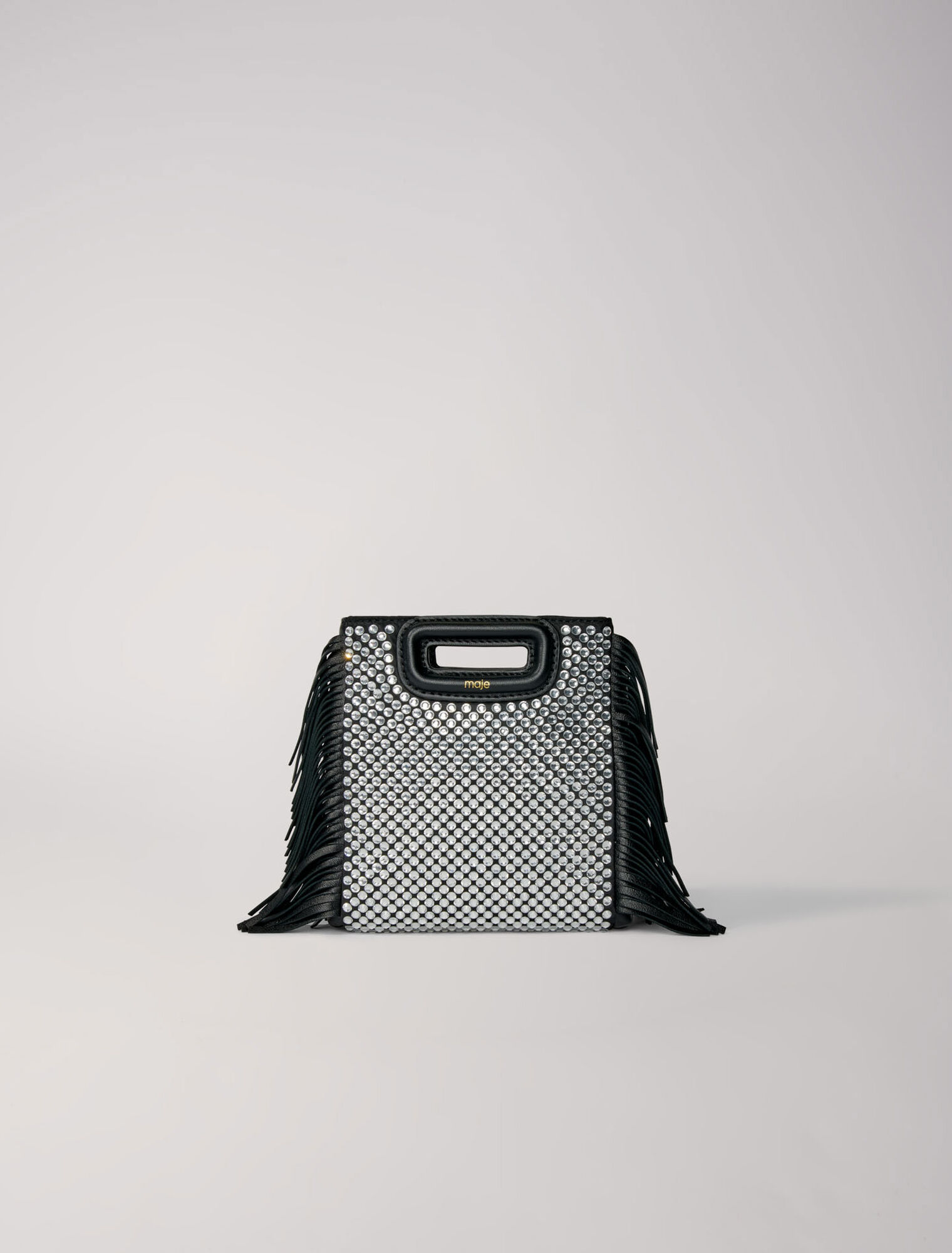 M mini leather bag with rhinestones