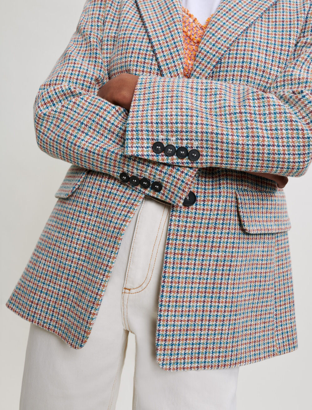 Houndstooth pattern suit jacket