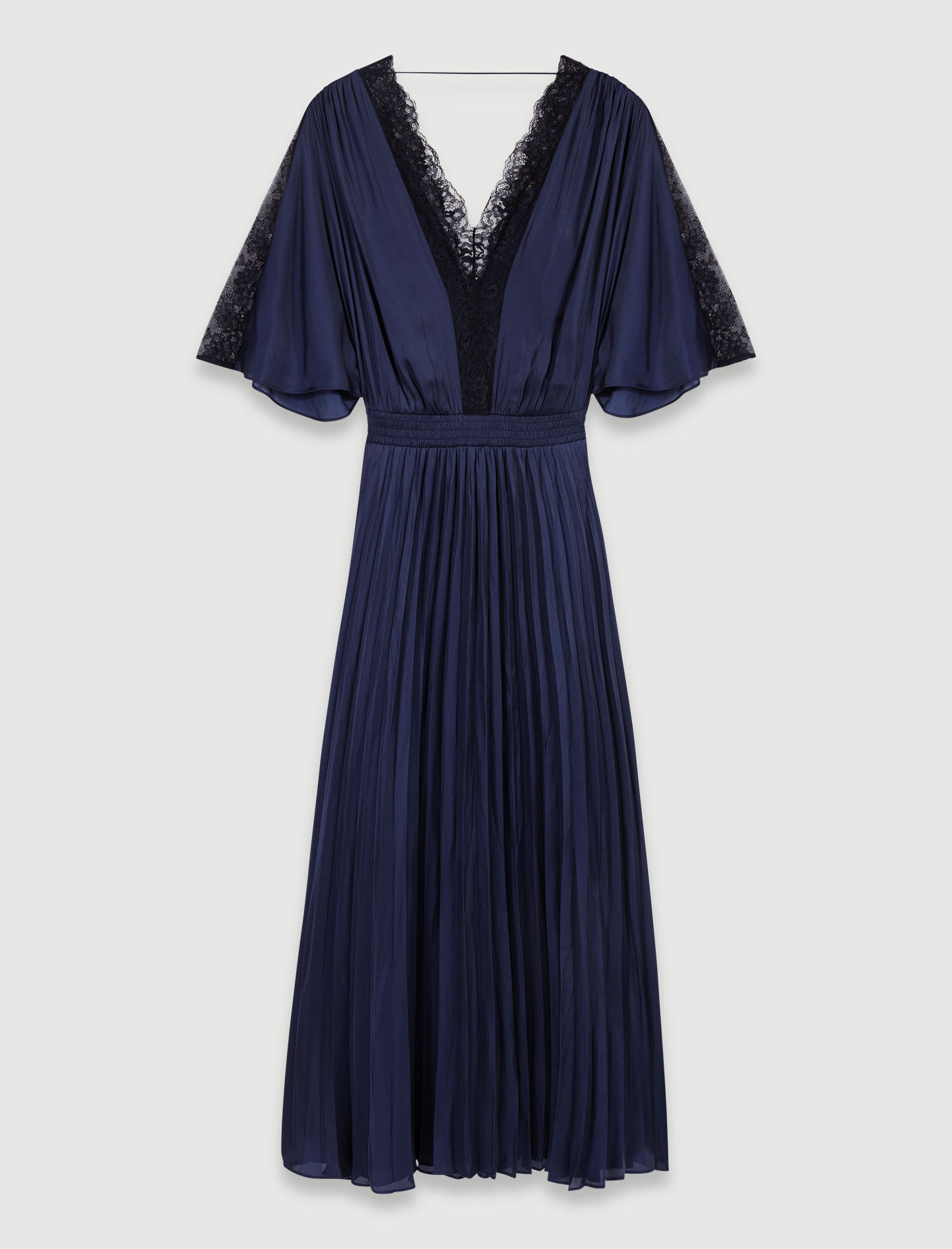 2025年新作アイテムが続々登場 Pleated Maje | Women For Bicolor lace with dress maxi ワンピース