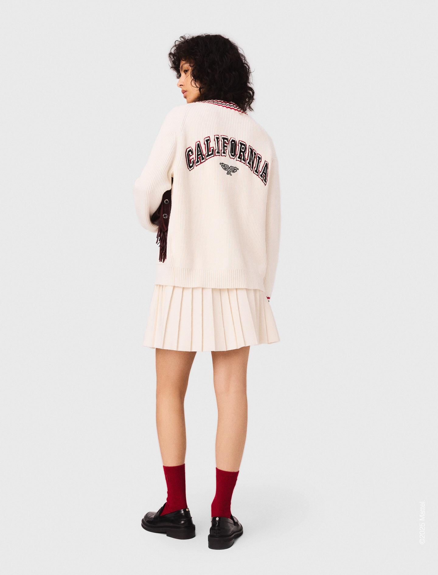 Embroidered longline cardigan White For Women | Maje