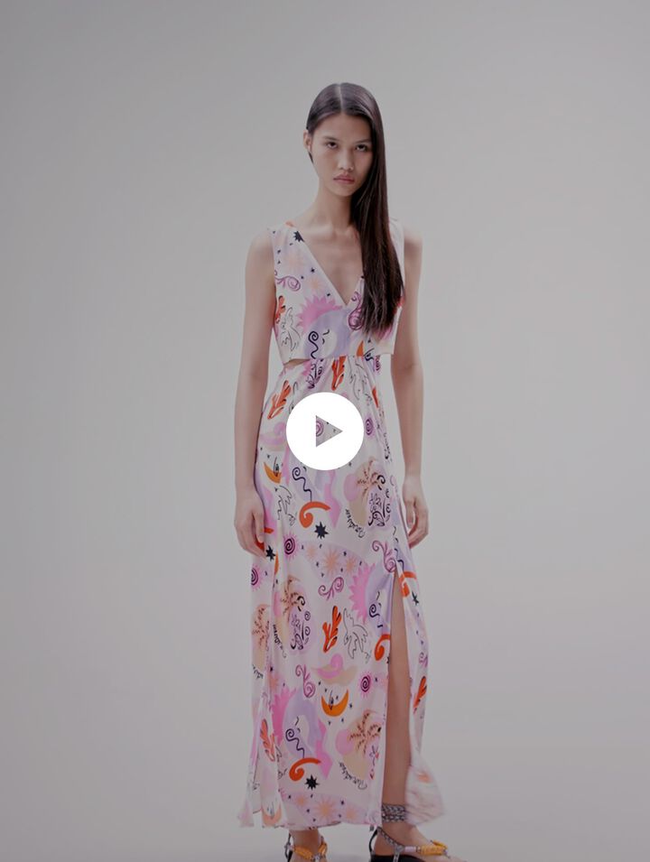 Cutaway silk maxi dress