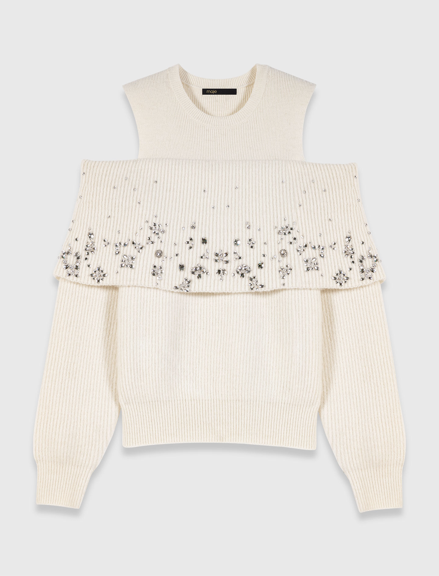 Off-the-shoulder sweater White For Women | Maje