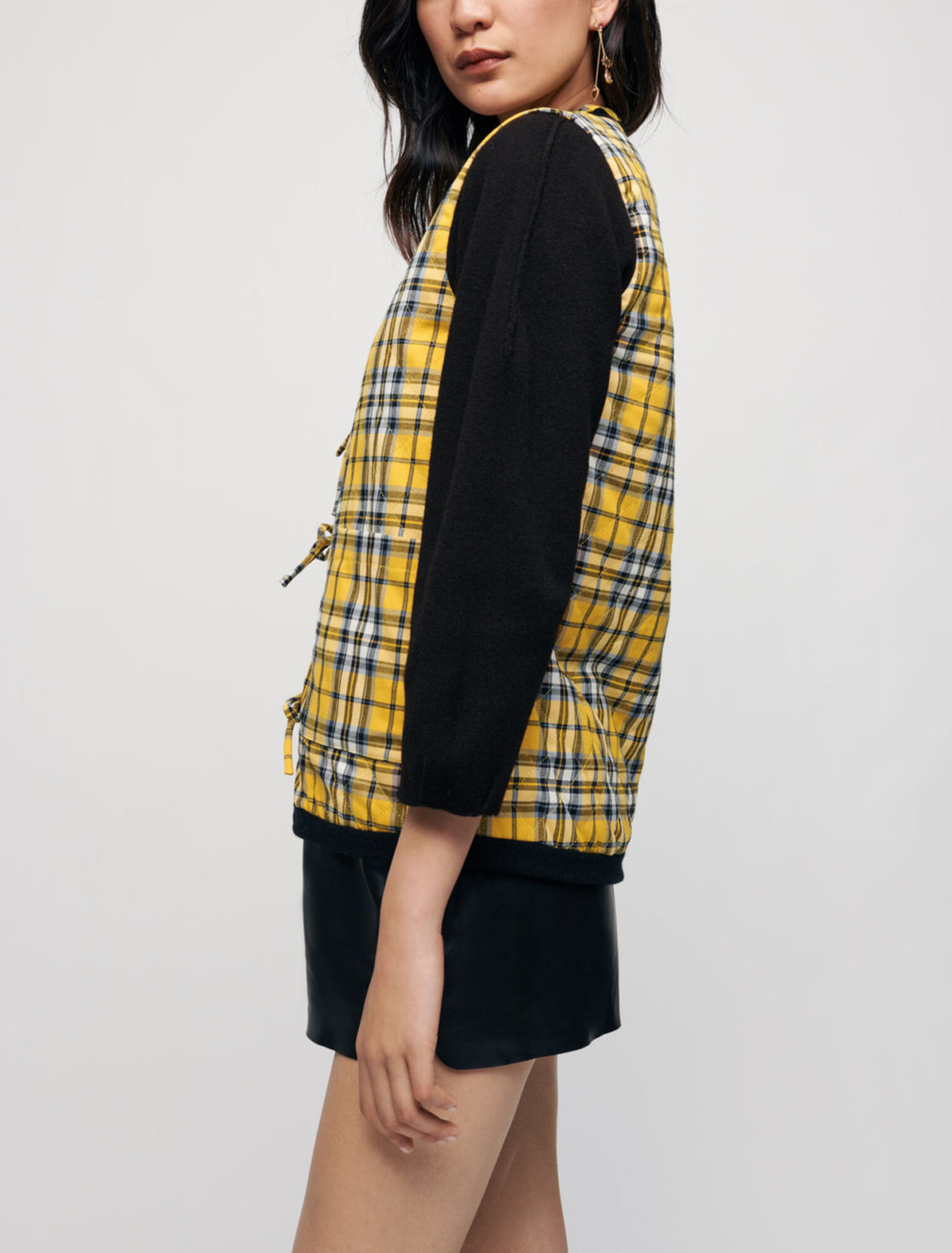 Reversible checked cardigan 