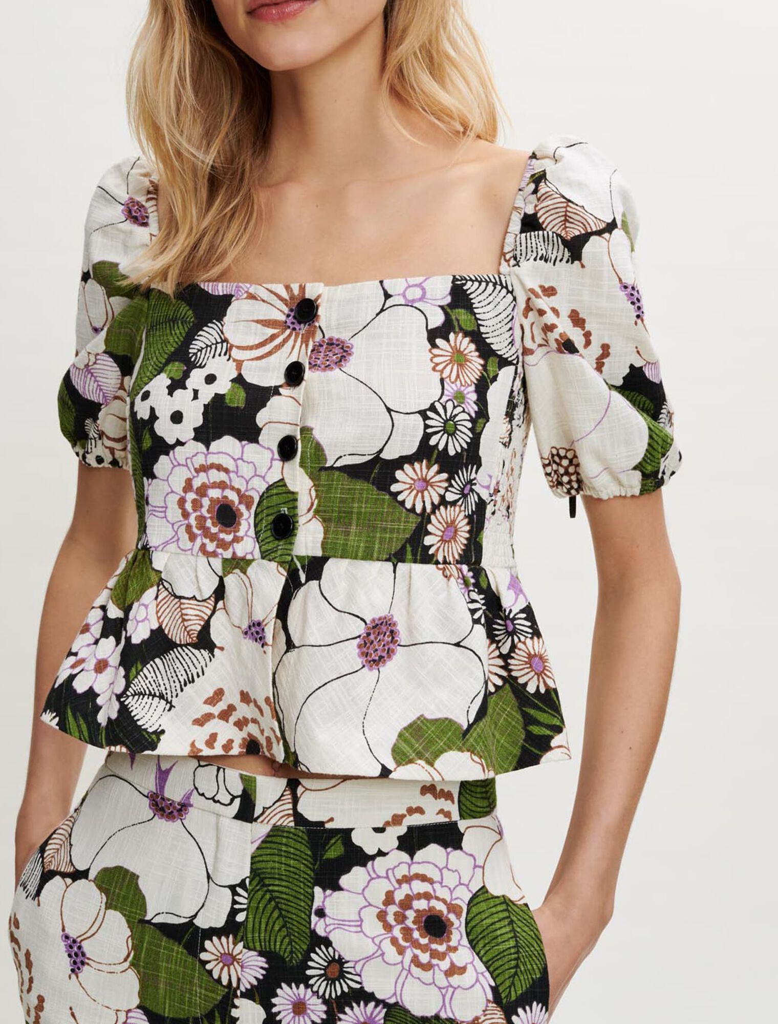 70's floral print top