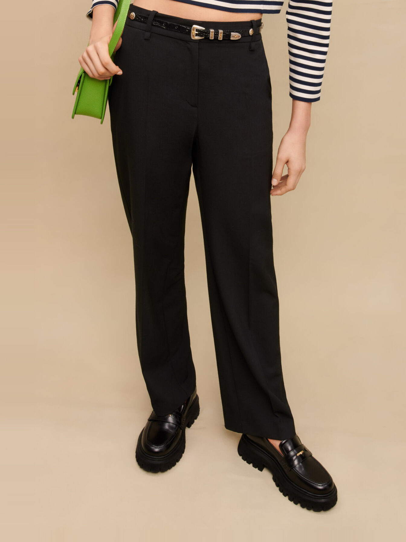 Wide-leg black suit trousers Black / Gray For Women | Maje