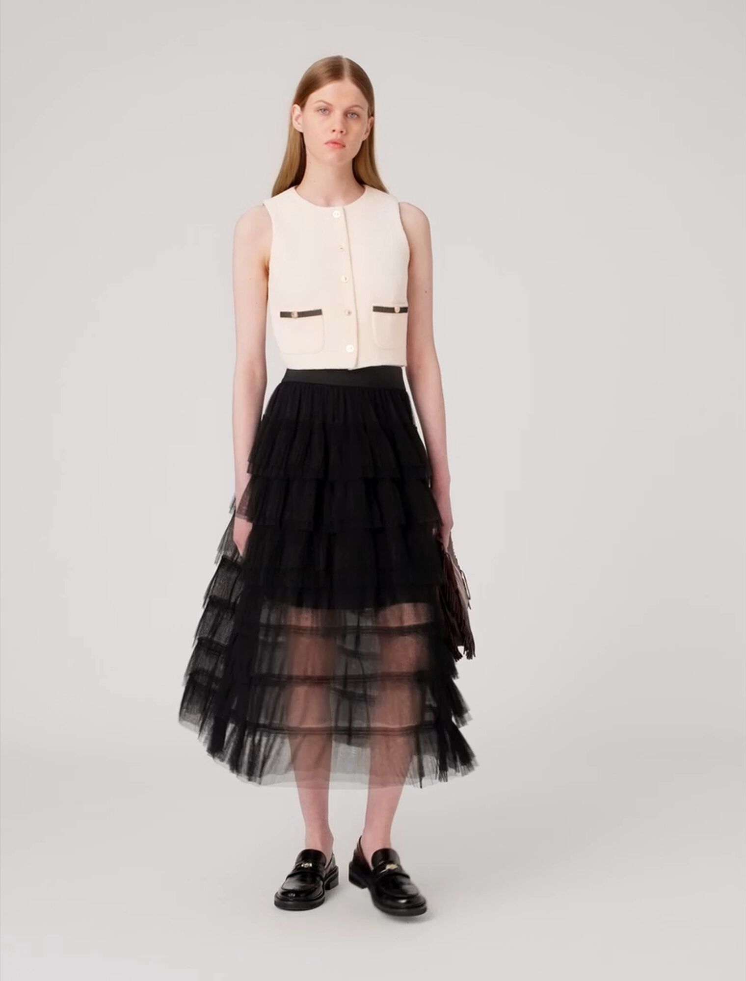 Tulle midi skirt