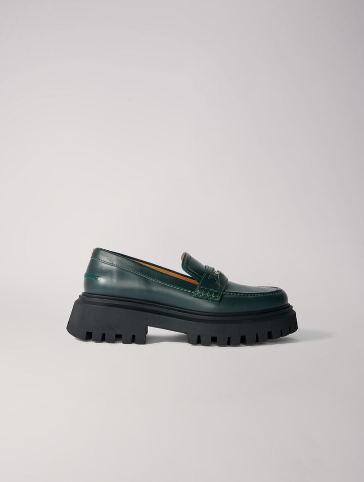 Leather platform loafers