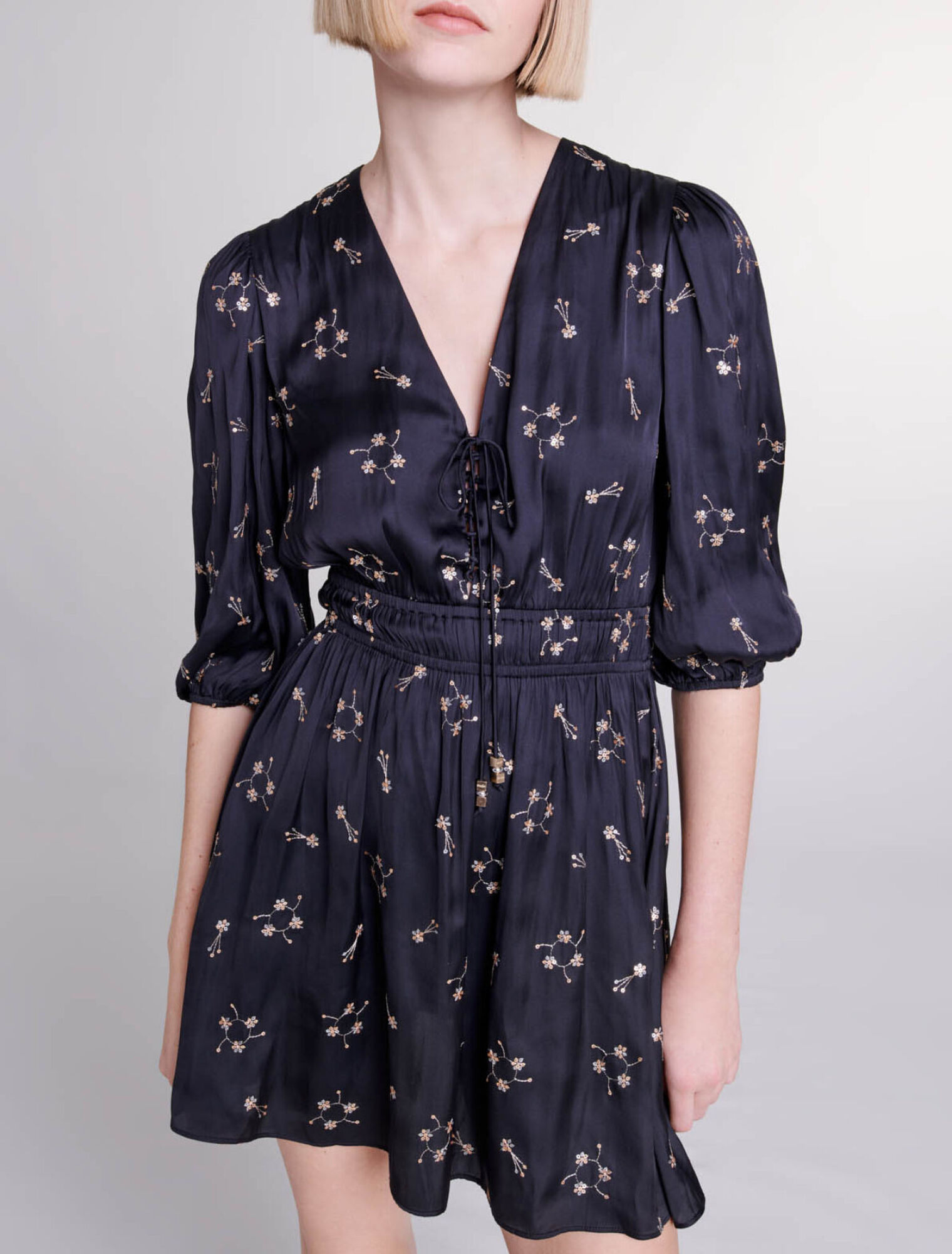 Short sequin-embroidered dress