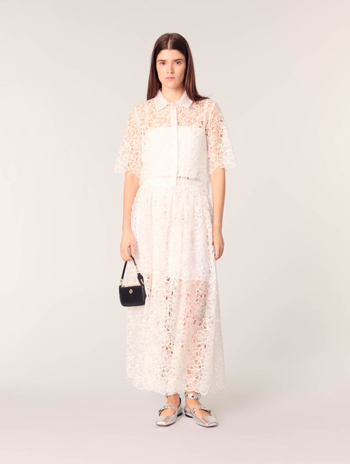 Floral lace maxi skirt